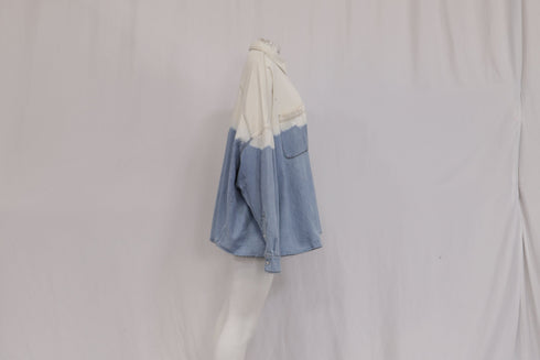 Women's Dries Van Noten Tie-Dyed Button-Down Denim Shirt in Multicolor Cotton