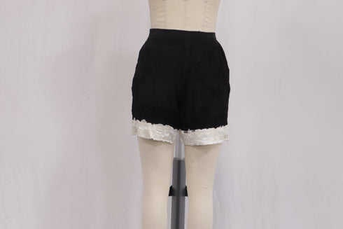 Women's Dries Van Noten High-Rise Embroidered Shorts in Black Silk