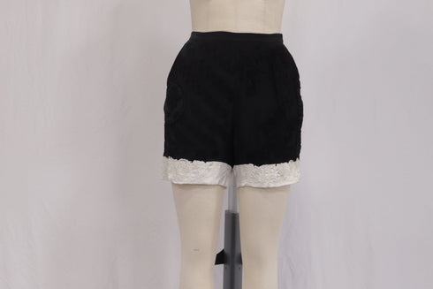 Women's Dries Van Noten High-Rise Embroidered Shorts in Black Silk