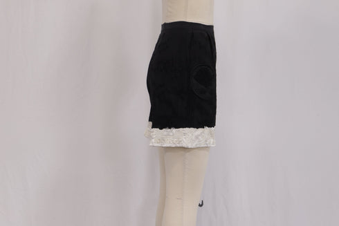 Women's Dries Van Noten High-Rise Embroidered Shorts in Black Silk
