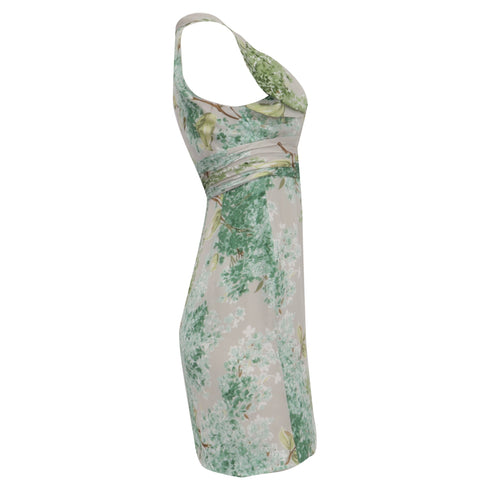 Women's RED Valentino Leaf-Printed Mini Dress in Multicolor Silk