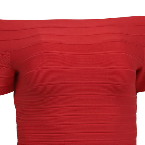 Women's Herve Leger Bodycon Mini Dress in Red Rayon