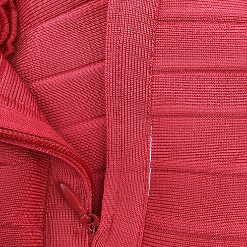 Women's Herve Leger Bodycon Mini Dress in Red Rayon