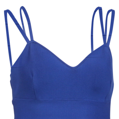 Women's Herve Leger Strappy Mini Dress in Blue Rayon