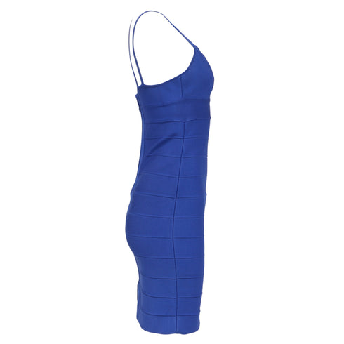 Women's Herve Leger Strappy Mini Dress in Blue Rayon