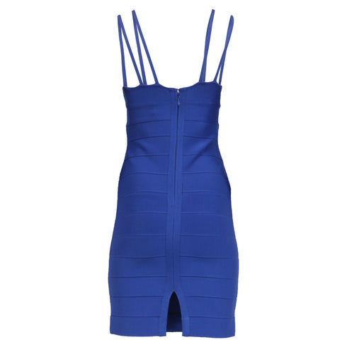 Women's Herve Leger Strappy Mini Dress in Blue Rayon