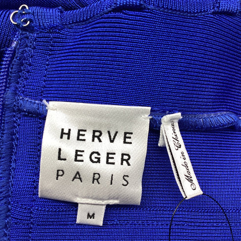 Women's Herve Leger Strappy Mini Dress in Blue Rayon
