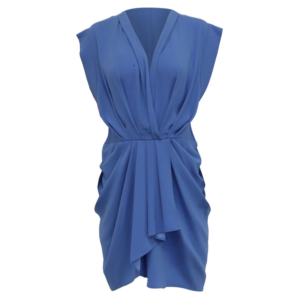 Women's Iro Wrap Effect Mini Dress in Blue Triacetate