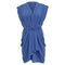 Women's Iro Wrap Effect Mini Dress in Blue Triacetate