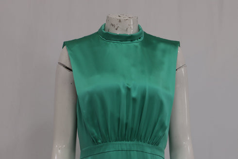 Women's Saloni Mini Dress in Green Silk