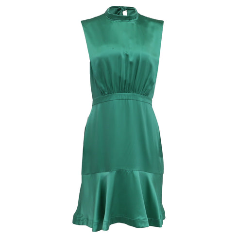 Women's Saloni Mini Dress in Green Silk