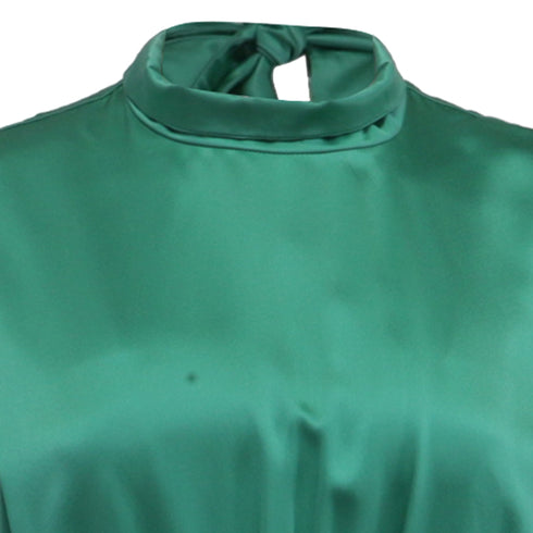 Women's Saloni Mini Dress in Green Silk