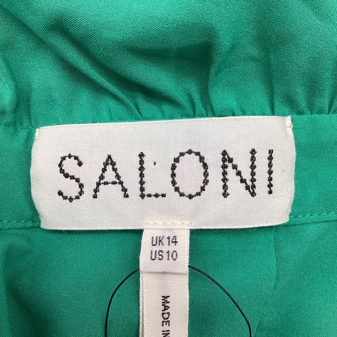Women's Saloni Mini Dress in Green Silk