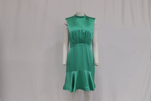 Women's Saloni Mini Dress in Green Silk