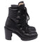 Women's Christian Louboutin Mad 70 Lace-Up Block-Heel Combat Boots in Black Leather