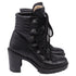 Women's Christian Louboutin Mad 70 Lace-Up Block-Heel Combat Boots in Black Leather