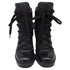 Women's Christian Louboutin Mad 70 Lace-Up Block-Heel Combat Boots in Black Leather