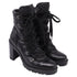 Women's Christian Louboutin Mad 70 Lace-Up Block-Heel Combat Boots in Black Leather