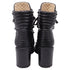 Women's Christian Louboutin Mad 70 Lace-Up Block-Heel Combat Boots in Black Leather