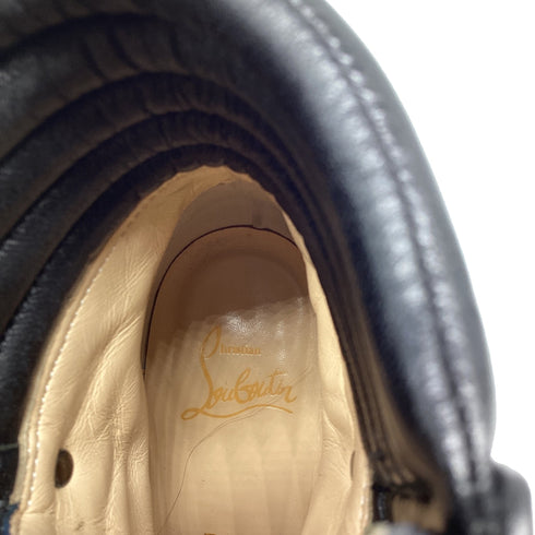 Women's Christian Louboutin Mad 70 Lace-Up Block-Heel Combat Boots in Black Leather