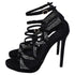 Women's Versace Crystal Embellished Gladiator Sandals in Black Suede