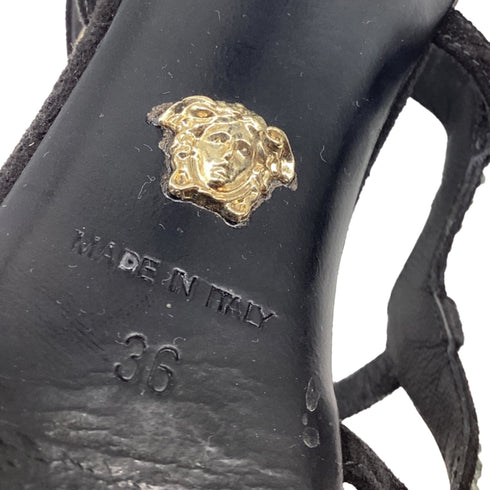 Women's Versace Crystal Embellished Gladiator Sandals in Black Suede