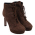 Women's Prada Lace Up Boots in Brown Suede