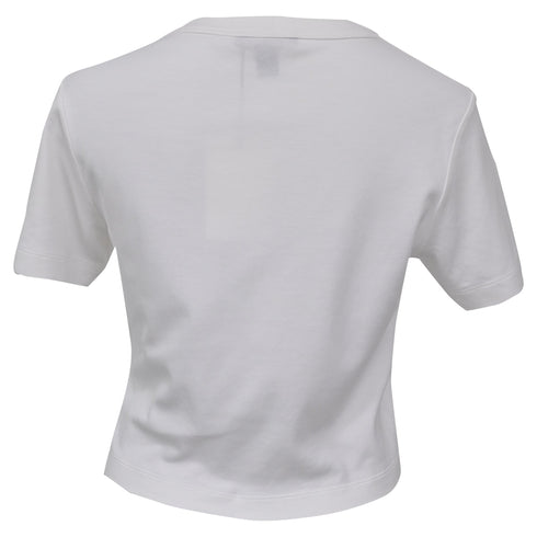 Women's Louis Vuitton Logo Stamp Crop Top in White Cotton