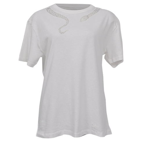 Women's Chloé Graphic Print T-shirt in White Cotton
