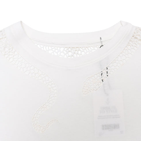 Women's Chloé Graphic Print T-shirt in White Cotton
