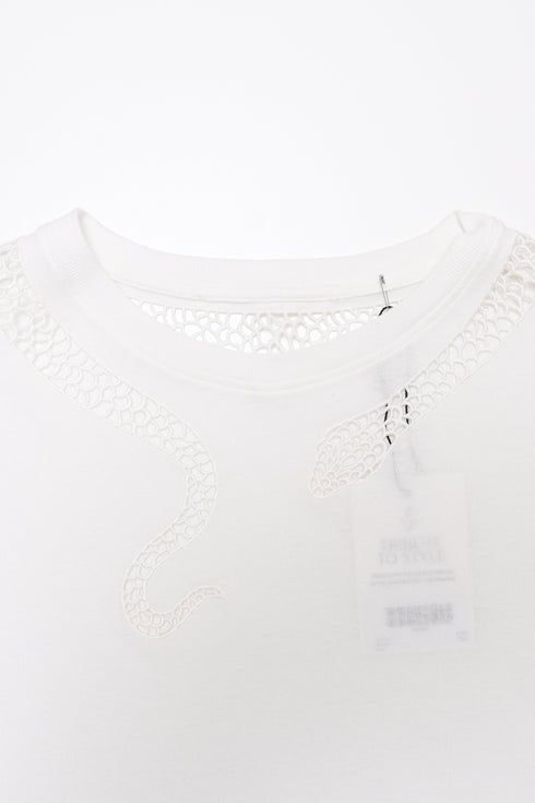 Women's Chloé Graphic Print T-shirt in White Cotton