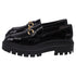Women's Stuart Weitzman Owen Buckled Lug Loafers in Black Patent Leather