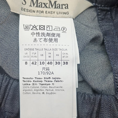 Women's Max Mara Baiocco Elasticated-Trims Blouse in Navy Cotton