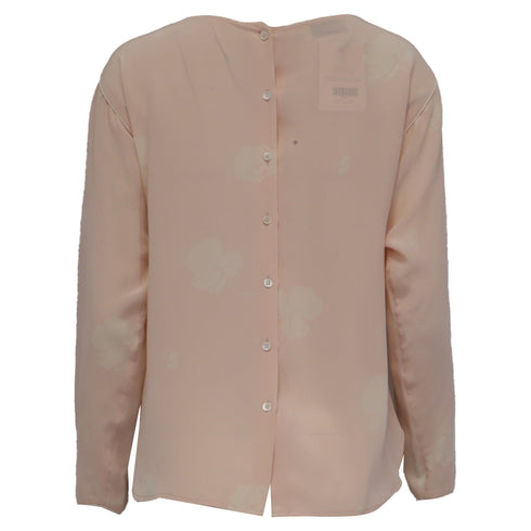 Women's Dior Floral-Print Pleat-Accent Blouse in Pink Silk