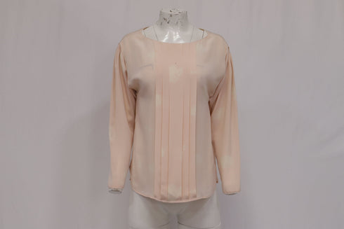 Women's Dior Floral-Print Pleat-Accent Blouse in Pink Silk