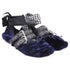 Women's Miu Miu Double-Buckled Self-Tie Ballet Flats in Navy Blue Velvet