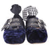 Women's Miu Miu Double-Buckled Self-Tie Ballet Flats in Navy Blue Velvet