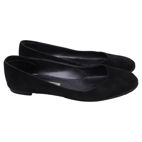 Women's Manolo Blahnik Round-Toe Ballet Flats in Black Suede