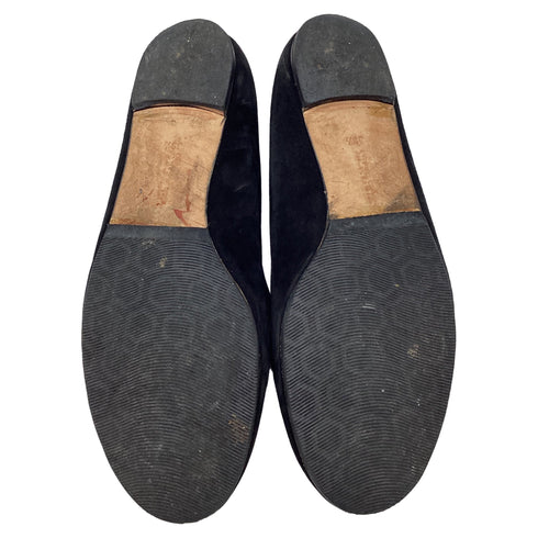 Women's Manolo Blahnik Round-Toe Ballet Flats in Black Suede