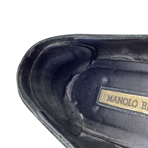 Women's Manolo Blahnik Round-Toe Ballet Flats in Black Suede