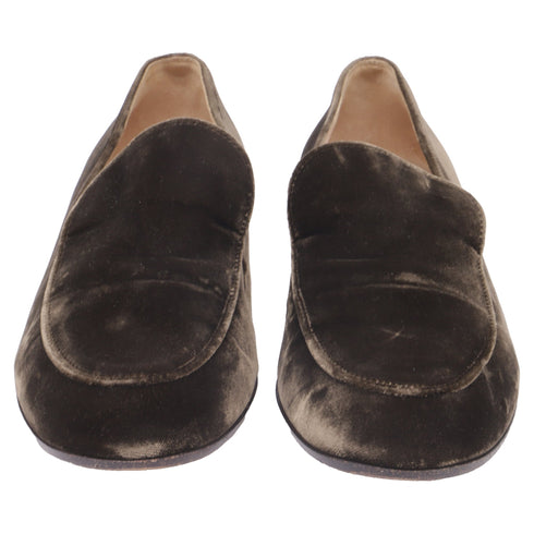 Women's Gianvito Rossi Slip-On Loafers in Olive Velvet