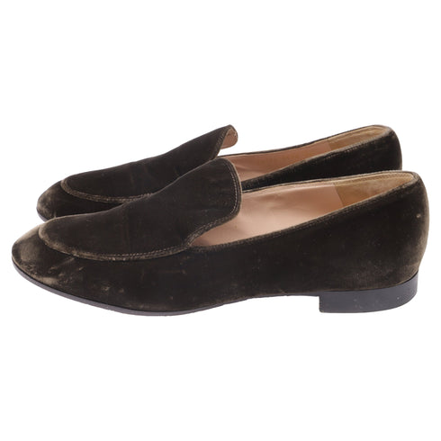 Women's Gianvito Rossi Slip-On Loafers in Olive Velvet