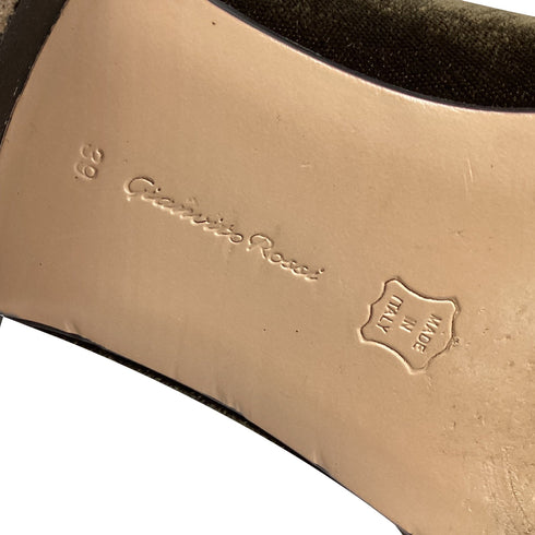 Women's Gianvito Rossi Slip-On Loafers in Olive Velvet