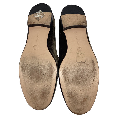 Women's Gianvito Rossi Slip-On Loafers in Olive Velvet