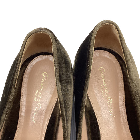 Women's Gianvito Rossi Slip-On Loafers in Olive Velvet