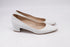 Women's Manolo Blahnik Pointed-Toe Low-heeled Pumps in White Leather