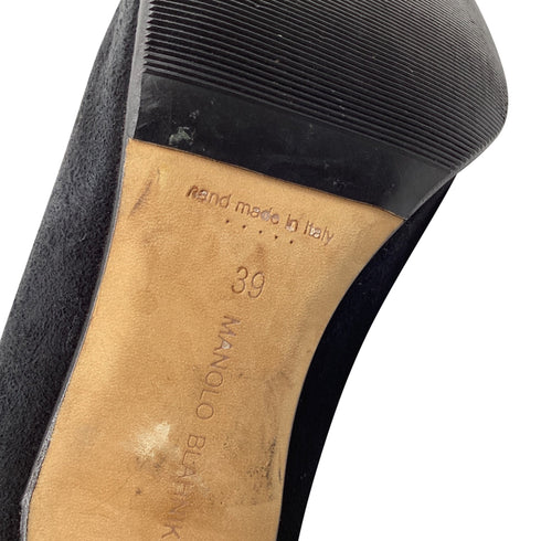 Women's Manolo Blahnik Pointed-Toe Knee-High Boots in Black Suede