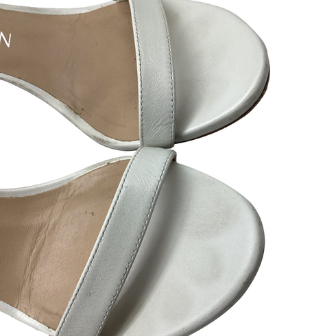 Women's Stuart Weitzman Ankle Strap Sandal Heels in White Leather