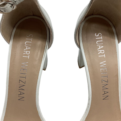 Women's Stuart Weitzman Ankle Strap Sandal Heels in White Leather