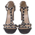 Women's Valentino Garavani Rockstud T-Strap Sandal Heels in Black Leather